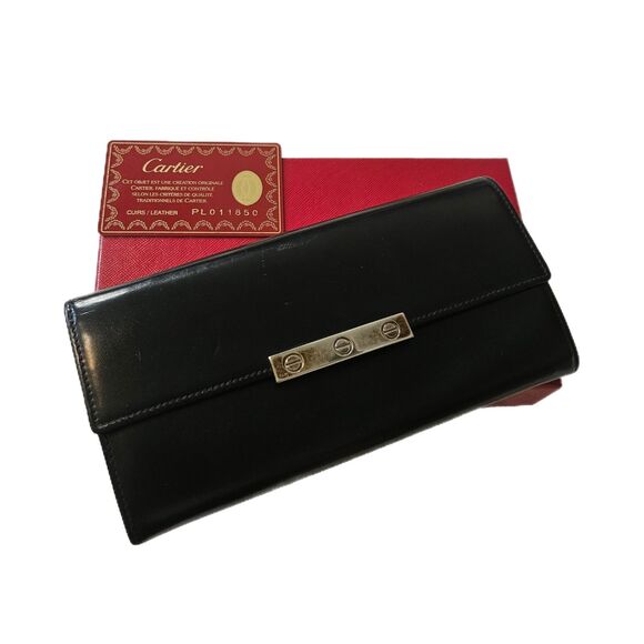 Cartier Black Onyx Leather Love Collection Continental Long Wallet w/ Box & COA - Picture 2 of 12